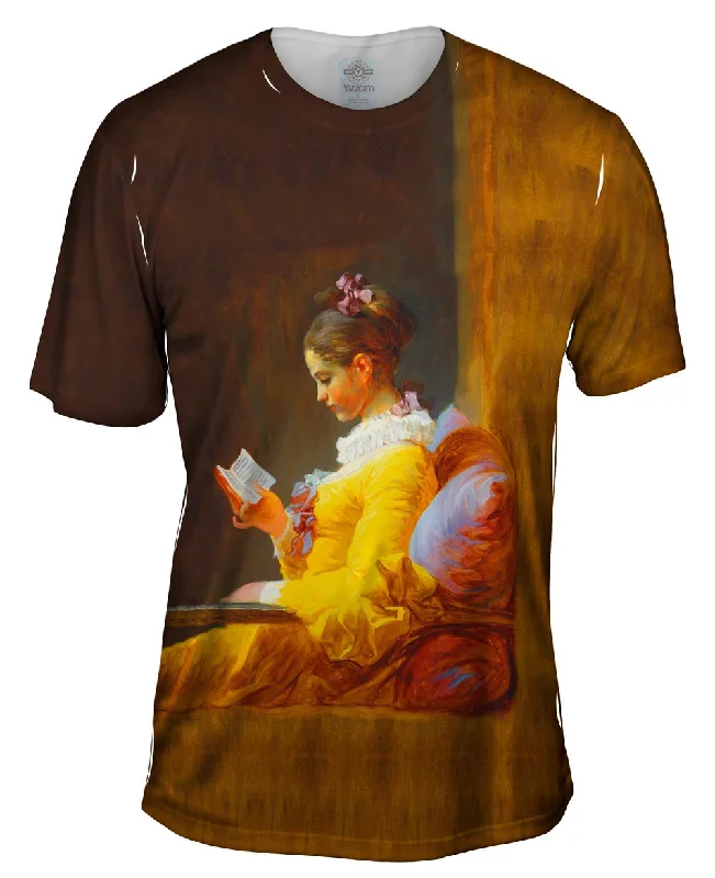 Men's polo t - shirts with a contrast collar for a preppy lookJean Honore Fragonard - "The Reader" (1776) Men's polo t - shirts with a contrast collar for a preppy lookJean Honore Fragonard - "The Reader" (1776)