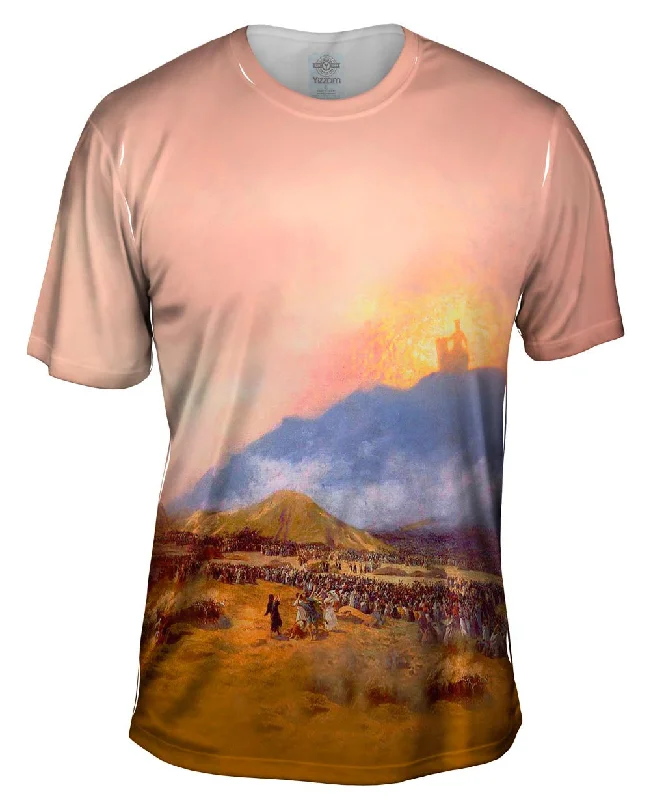 Men's slim - fit graphic t - shirts with vintage rock band printsJean-Leon Gerome - "Moses On Mount Sinai" (1895) Men's slim - fit graphic t - shirts with vintage rock band printsJean-Leon Gerome - "Moses On Mount Sinai" (1895)