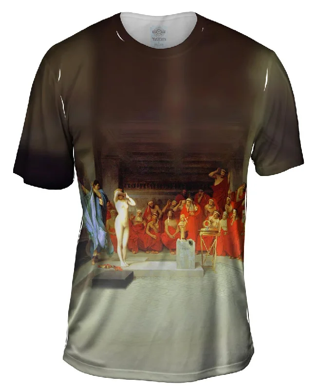 Men's button - front t - shirts with a unique artistic printJean-Leon Gerome - "Phryne Before The Areopagus" (1861) Men's button - front t - shirts with a unique artistic printJean-Leon Gerome - "Phryne Before The Areopagus" (1861)