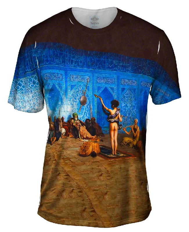 Men's ribbed t - shirts with a textured finish for added styleJean-Leon Gerome - "Snake Charmer" (1870) Men's ribbed t - shirts with a textured finish for added styleJean-Leon Gerome - "Snake Charmer" (1870)