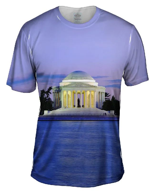 Men's smart - casual checkered t - shirts for semi - formal occasionsJefferson Memorial At Dusk Men's smart - casual checkered t - shirts for semi - formal occasionsJefferson Memorial At Dusk