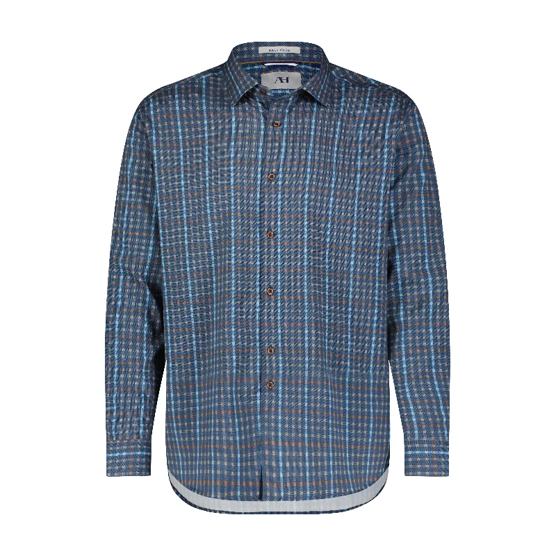 Men's short - sleeve linen t - shirts for summer beach outingsJeremy Plaid Shirt