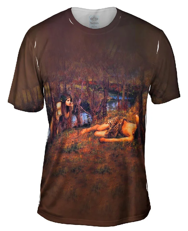 Men's long - sleeve henley t - shirts with button - down placketsJohn William Waterhouse - "The Naiad" (1893) Men's long - sleeve henley t - shirts with button - down placketsJohn William Waterhouse - "The Naiad" (1893)