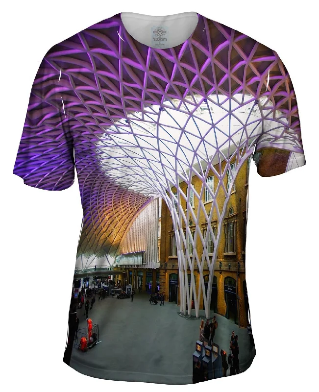 Men's short - sleeve linen t - shirts for summer beach outingsKing Cross Station London Men's short - sleeve linen t - shirts for summer beach outingsKing Cross Station London
