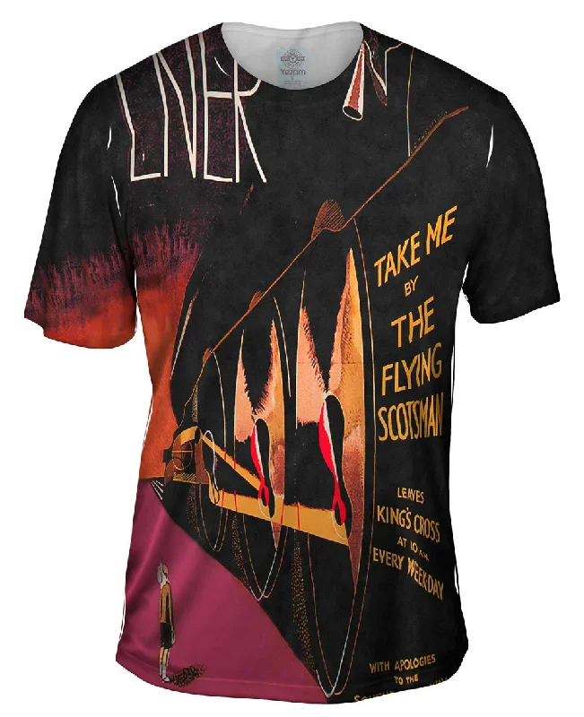 Men's eco - friendly recycled t - shirts for sustainable fashion choicesKings Cross London England - Take Me By The Flying Scotsman Men's eco - friendly recycled t - shirts for sustainable fashion choicesKings Cross London England - Take Me By The Flying Scotsman