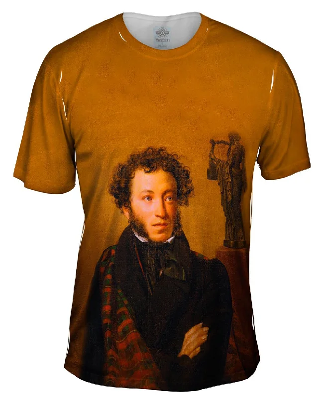 Men's short - sleeve linen t - shirts for summer beach outingsKiprenskiy - "Alexander Pushkin" (1827) Men's short - sleeve linen t - shirts for summer beach outingsKiprenskiy - "Alexander Pushkin" (1827)