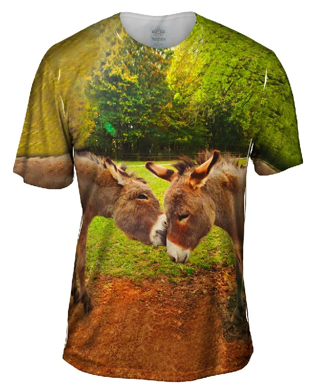 Men's mock - neck t - shirts with a modern and sleek styleKissing Donkey