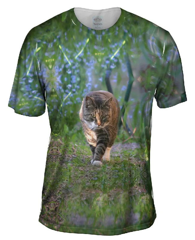 Men's smart - casual checkered t - shirts for semi - formal occasionsKitty Cat On The Prowl Men's smart - casual checkered t - shirts for semi - formal occasionsKitty Cat On The Prowl