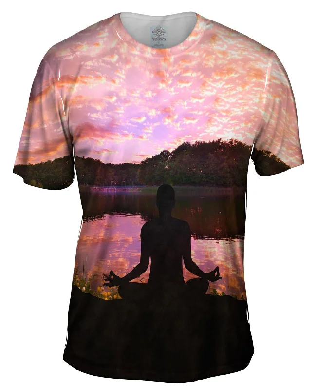 Men's moisture - wicking athletic t - shirts for intense workoutsLake Meditation