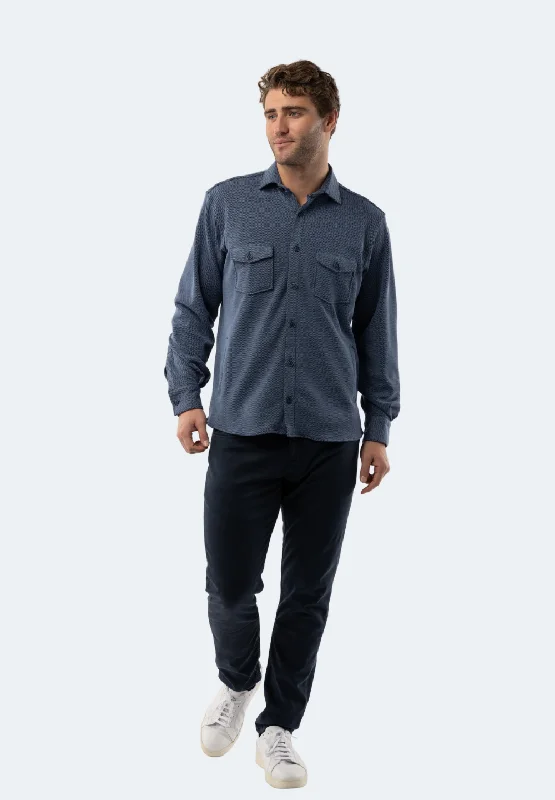 Men's antimicrobial t - shirts for odor - free freshness during travelLapis Blue Knit Shirt Men's antimicrobial t - shirts for odor - free freshness during travelLapis Blue Knit Shirt