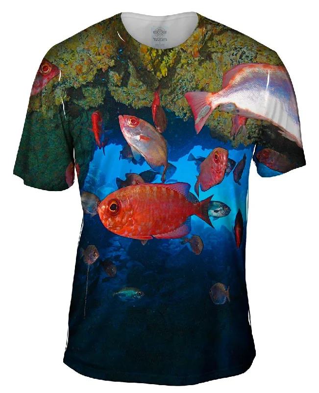 Men's UV - protection t - shirts for outdoor activities in the sunLarge Cueva Del Tiburon Underwater Men's UV - protection t - shirts for outdoor activities in the sunLarge Cueva Del Tiburon Underwater