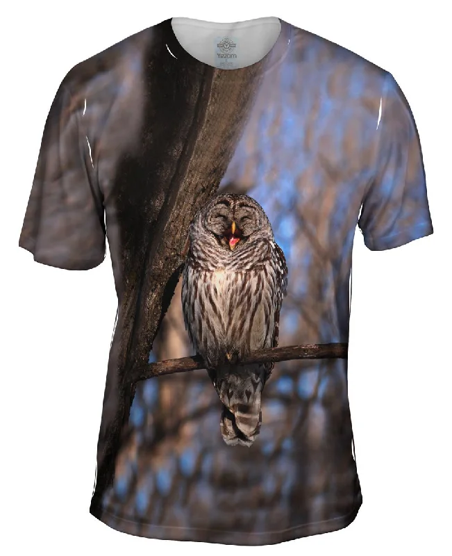 Men's v - neck muscle t - shirts for a body - building aestheticLaughing Barred Owl