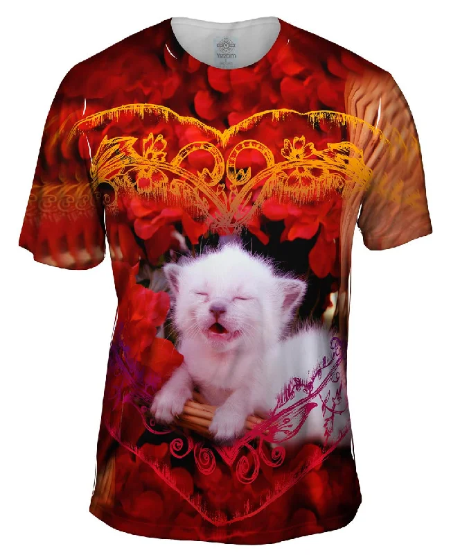 Men's printed Hawaiian t - shirts for tropical vacationsLaughing Kitten