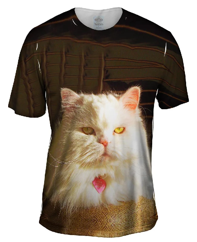 Men's distressed denim - look t - shirts with a rugged appealLavish Life Cat