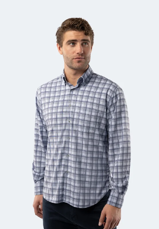 Men's thermal t - shirts with a high - neck design for cold weatherLight Grey Plaid Shirt Men's thermal t - shirts with a high - neck design for cold weatherLight Grey Plaid Shirt