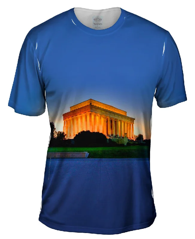 Men's organic cotton crew - neck t - shirts for everyday comfortLincoln Memorial Sunset Men's organic cotton crew - neck t - shirts for everyday comfortLincoln Memorial Sunset