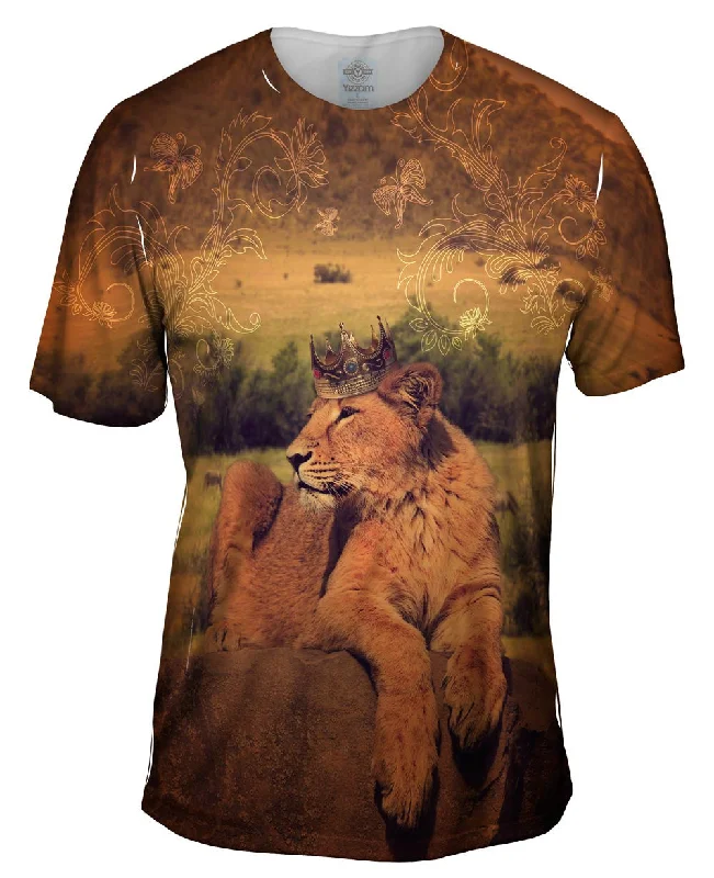 Men's button - front t - shirts with a unique artistic printLion Prince