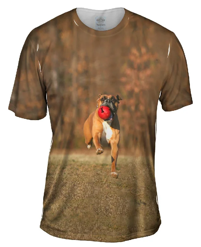 Men's eco - friendly recycled t - shirts for sustainable fashion choicesLively Boxer And Red Ball Men's eco - friendly recycled t - shirts for sustainable fashion choicesLively Boxer And Red Ball