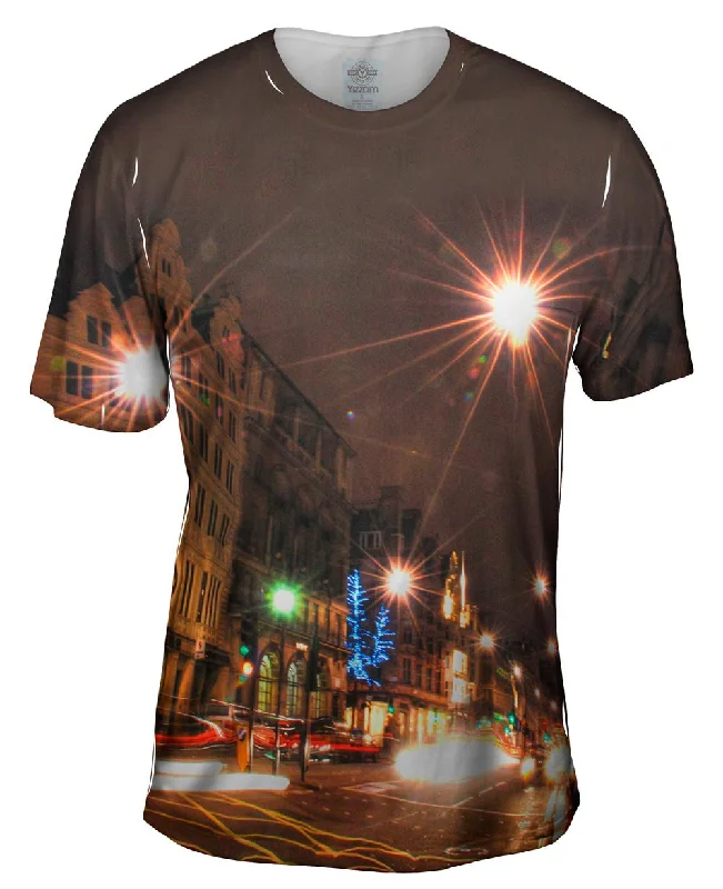 Men's mock - neck t - shirts with a modern and sleek styleLondon Street Lights