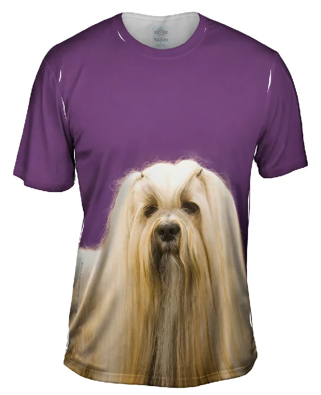 Men's thermal t - shirts with a high - neck design for cold weatherLong Haired Maltese Beauty Men's thermal t - shirts with a high - neck design for cold weatherLong Haired Maltese Beauty