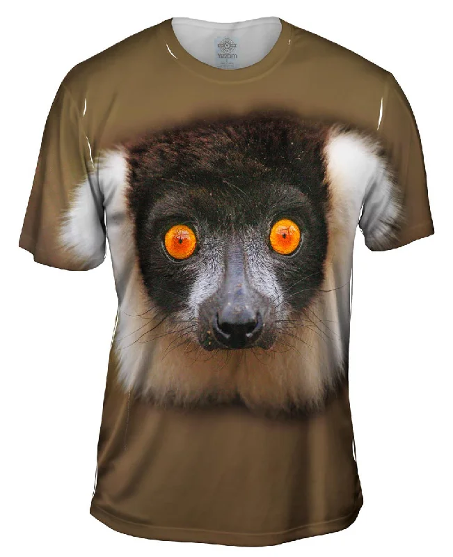 Men's tie - dye t - shirts with a bohemian styleLook Into My Eyes Lemur
