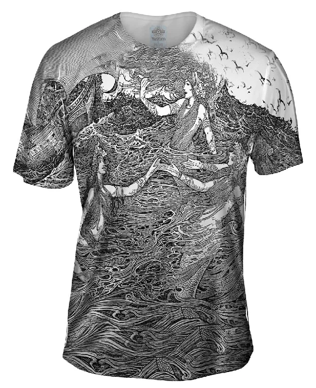 Men's smart - casual checkered t - shirts for semi - formal occasionsLouis Rhead - "Mermaid Flipper Hands" Men's smart - casual checkered t - shirts for semi - formal occasionsLouis Rhead - "Mermaid Flipper Hands"
