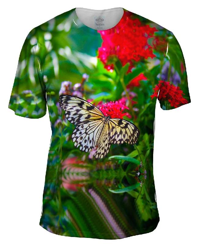 Men's printed Hawaiian t - shirts for tropical vacationsLovely Spring Butterfly