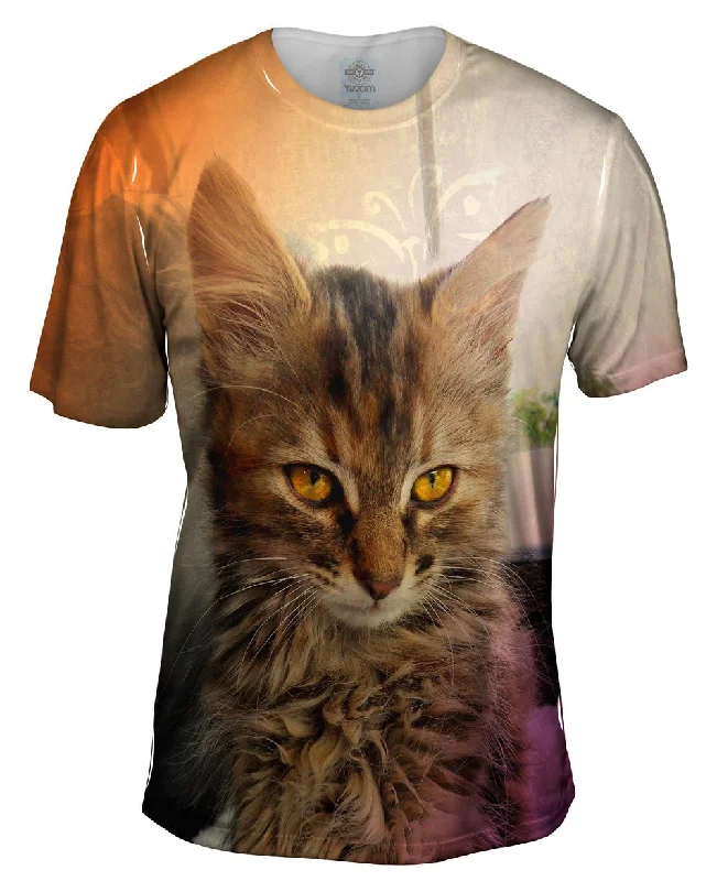 Men's button - front t - shirts with a unique artistic printLucy Kitten