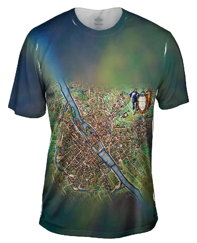 Men's short - sleeve linen t - shirts for summer beach outingsMap Of Paris 1657
