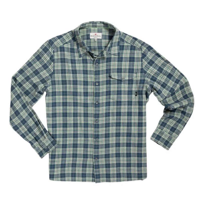 Men's mock - neck t - shirts with a modern and sleek styleMasonboro Long Sleeve Flannel Shirt In Surf Guitar Plaid