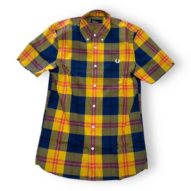 Men's v - neck muscle t - shirts for a body - building aestheticMen's Bold Check Shirt In Mustard