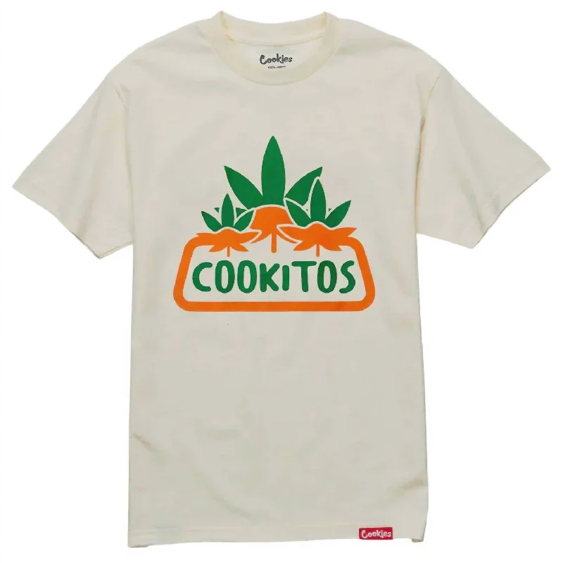 Men's printed Hawaiian t - shirts for tropical vacationsMen's Cookitos Short Sleeve Tee In Cream