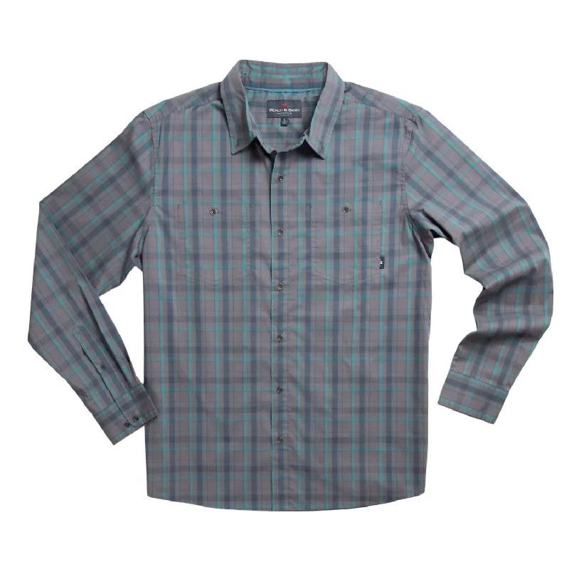 Men's thermal t - shirts with a high - neck design for cold weatherMen's Double Trouble Long Sleeve Shirt In Charcoal Alpine Plaid