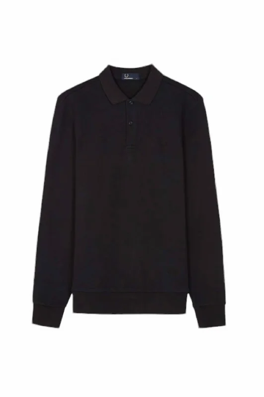 Men's polo t - shirts with a contrast collar for a preppy lookMen's Fleeceback Pique Shirt In Black