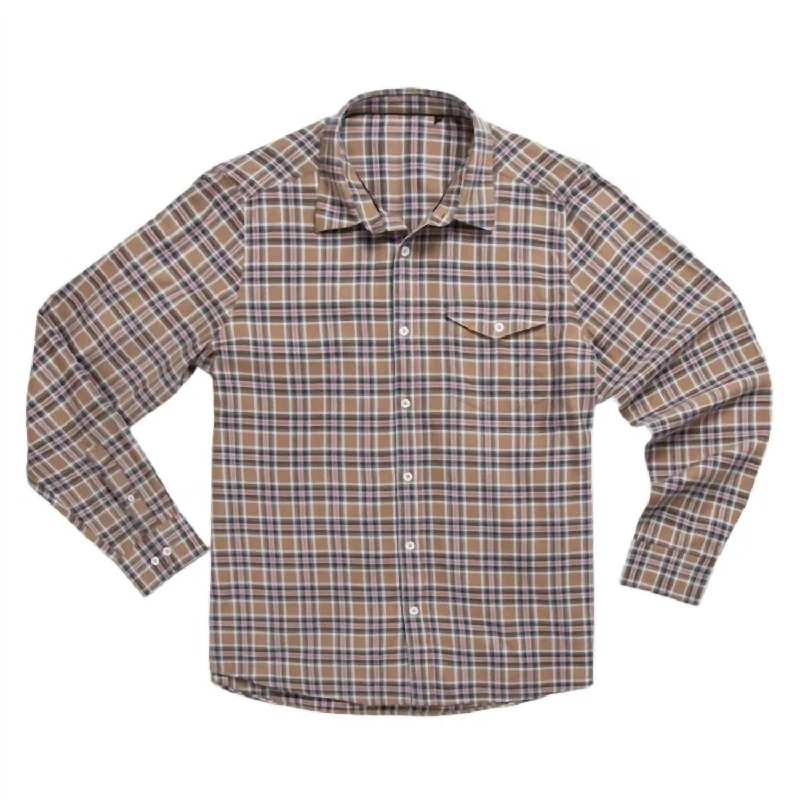 Men's printed Hawaiian t - shirts for tropical vacationsMen's Mulberry Plaid Long Sleeve Shirt In Walnut/red Plaid
