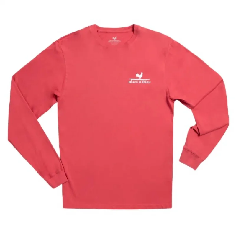 Men's lightweight performance t - shirts for running marathonsMen's Tiki Barn Long Sleeve Tee Shirt In Brick