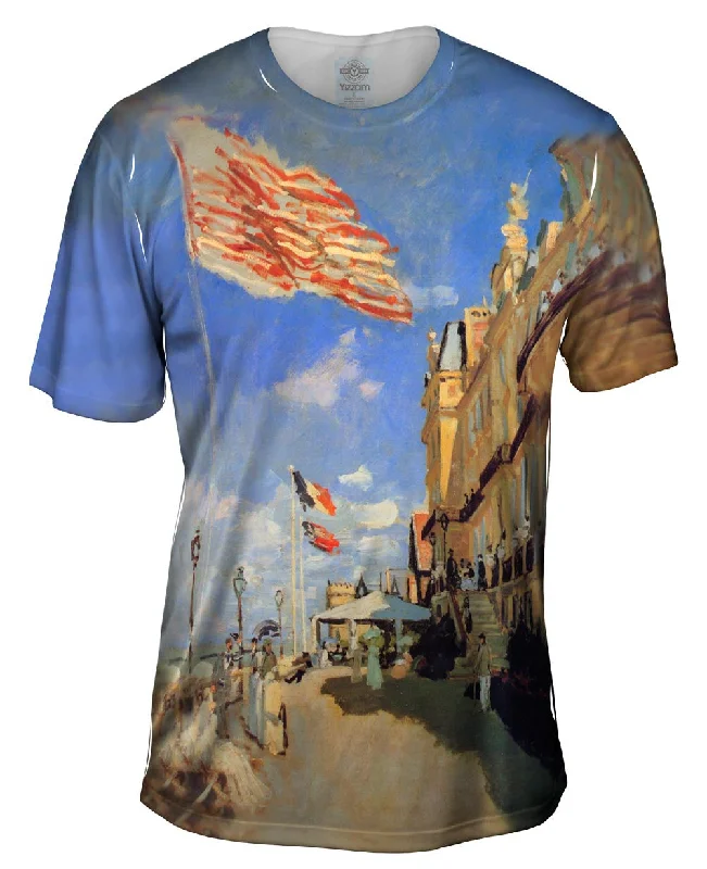 Men's lightweight performance t - shirts for running marathonsMonet -"Hotel de Roches Noires" (1870) Men's lightweight performance t - shirts for running marathonsMonet -"Hotel de Roches Noires" (1870)
