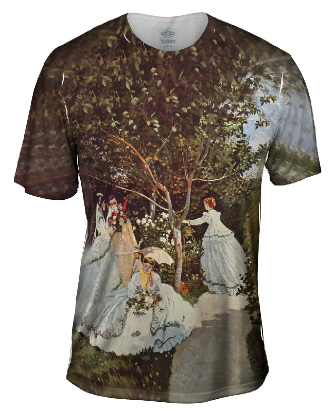 Men's long - sleeve henley t - shirts with button - down placketsMonet -"Women in the Garden" (1886) Men's long - sleeve henley t - shirts with button - down placketsMonet -"Women in the Garden" (1886)