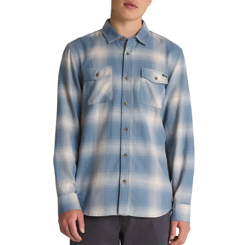 Men's distressed denim - look t - shirts with a rugged appealMonterey Iii Long Sleeve Flannel Shirt In Blue Mirage/oatmeal