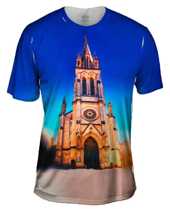 Men's smart - casual checkered t - shirts for semi - formal occasionsMontpellier Sainte Anne Church