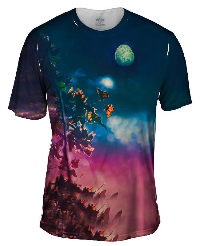 Men's distressed denim - look t - shirts with a rugged appealMoon Butterflies