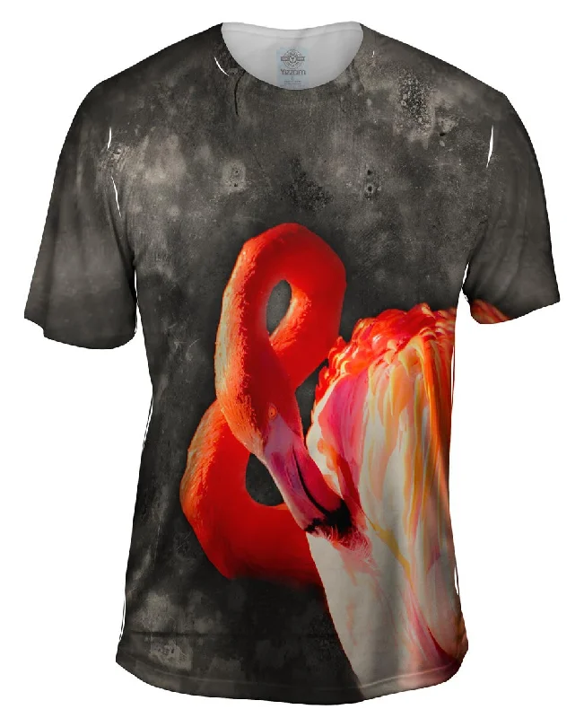 Men's distressed denim - look t - shirts with a rugged appealMoon Film Flamingo