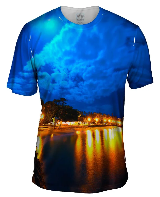 Men's v - neck muscle t - shirts for a body - building aestheticMoonlit Beach