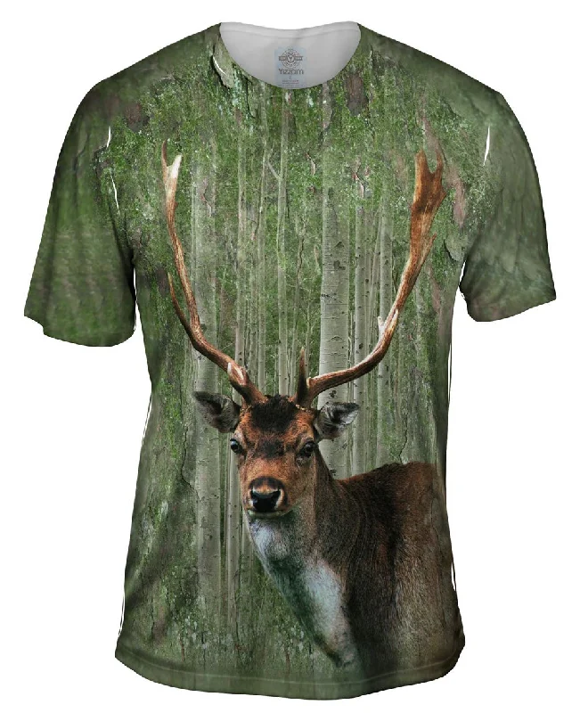Men's smart - casual checkered t - shirts for semi - formal occasionsMoss Stag