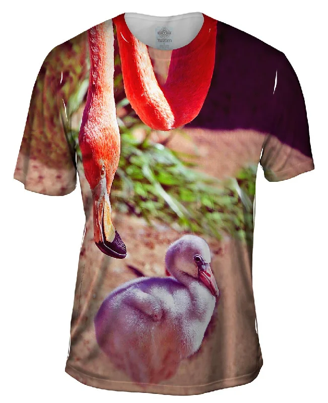 Men's long - sleeve henley t - shirts with button - down placketsMother Loves Her Baby Flamingo