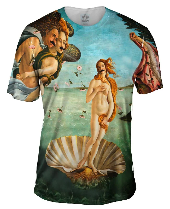 Men's eco - friendly recycled t - shirts for sustainable fashion choicesMoustache Hipster Botticelli Venus