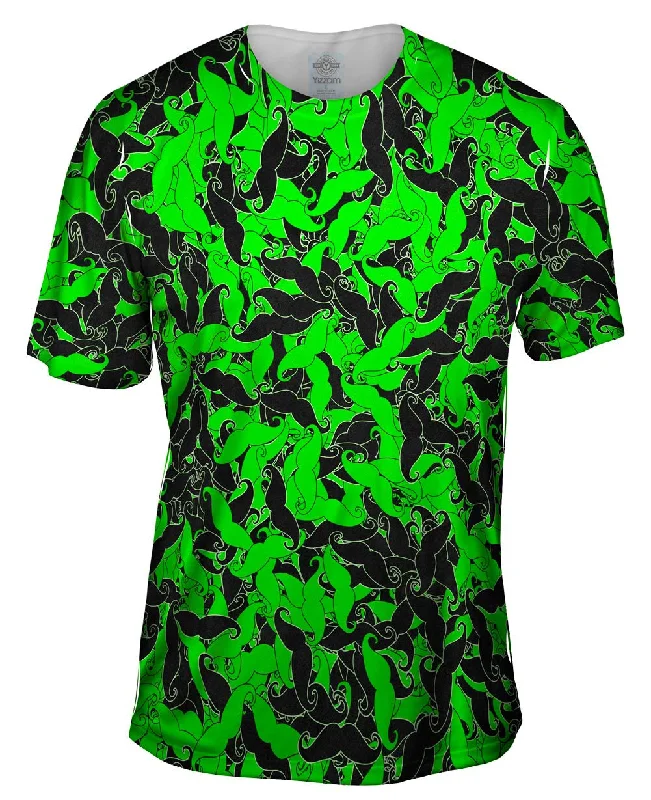 Men's UV - protection t - shirts for outdoor activities in the sunMoustache Ride Green Black