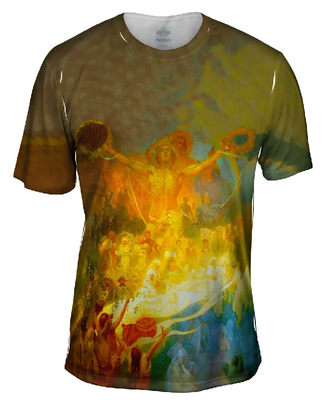Men's eco - friendly recycled t - shirts for sustainable fashion choicesMucha - "The Apotheosis of the Slavs"