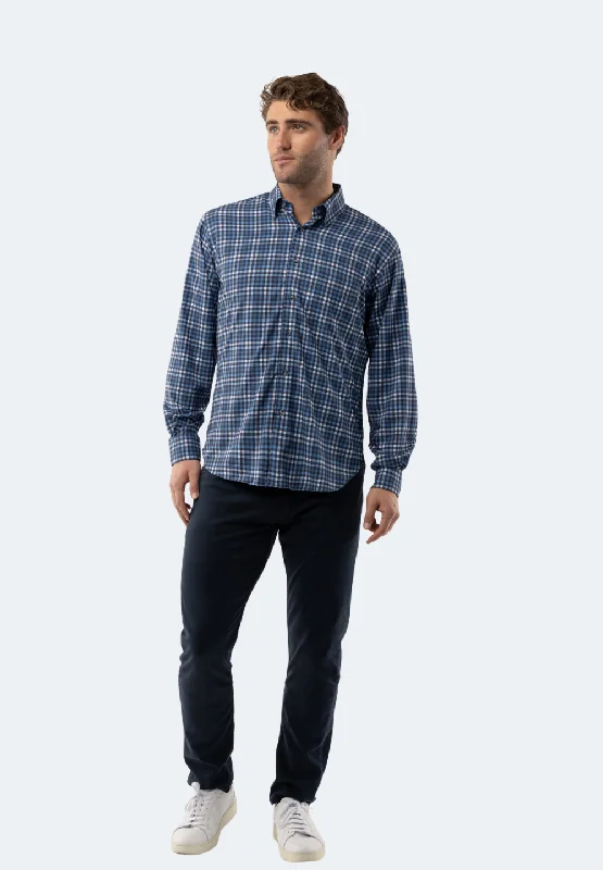 Men's distressed denim - look t - shirts with a rugged appealMulti Blue Check Shirt