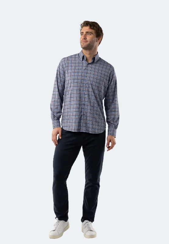 Men's printed Hawaiian t - shirts for tropical vacationsMulti Grey and Blue Plaid Shirt Men's printed Hawaiian t - shirts for tropical vacationsMulti Grey and Blue Plaid Shirt